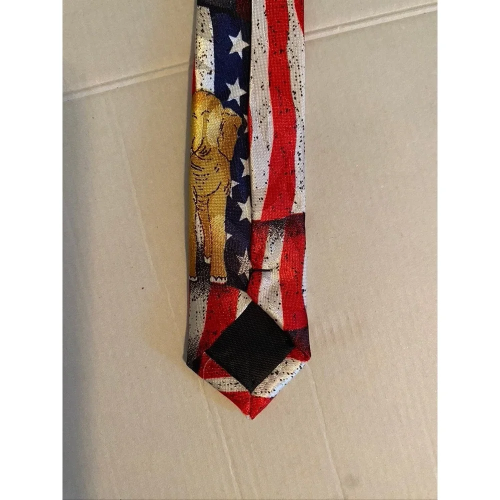 Steven Harris Mens USA Flag GOP Elephant Tie Red White Blue Patriotic Handmade